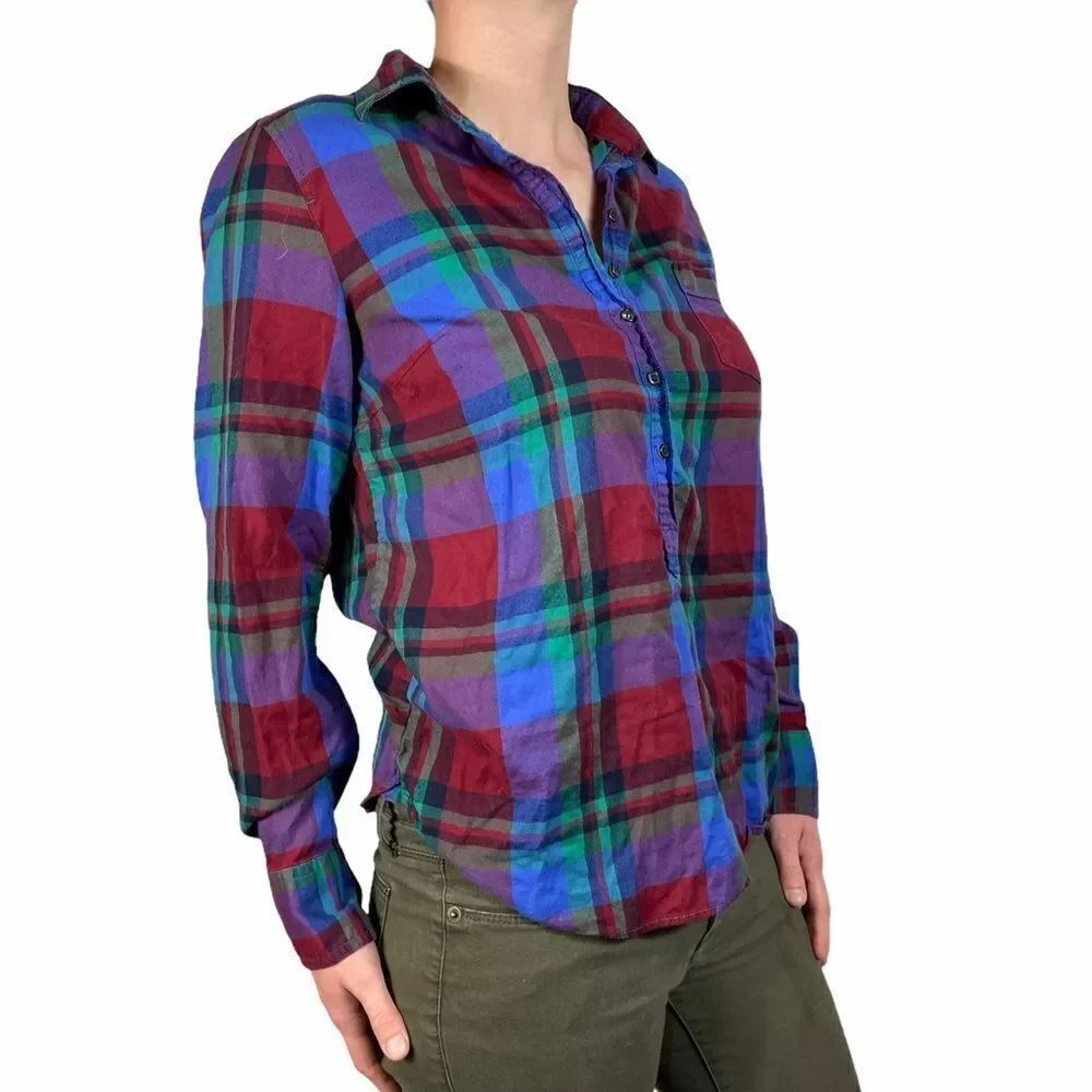 J.Crew Factory Plaid Popover Shirt - Picture 2 of 6